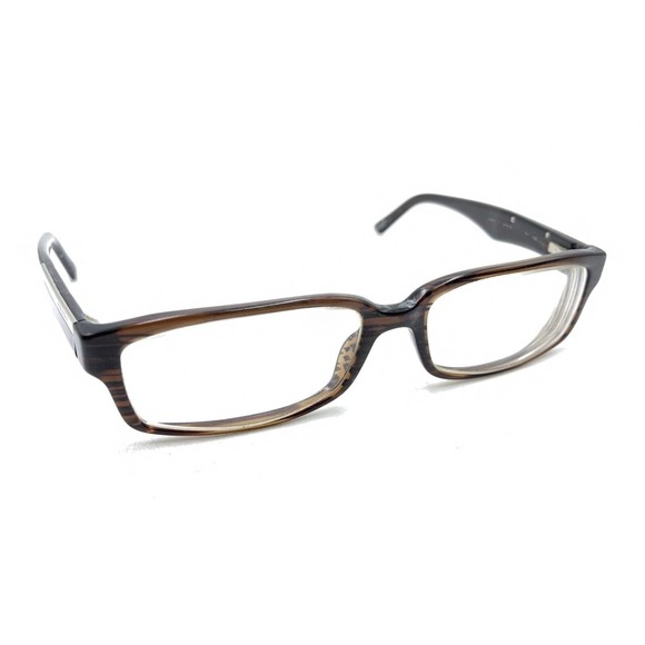 Prada VPR 01M Brown Striped Silver Rectangle Eyeglasses Frames 52-15 140 Italy - Picture 1 of 12